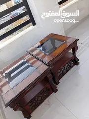  2 طاولات عدد 3 خشب ارابيسك متين وقوي بحاجه دهان