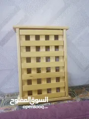  2 طاوله خشب بامبو متينه مع خزانه مفاتيح خشب بامبو