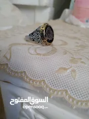  2 خاتم فضه مذهب شغل يدوي
