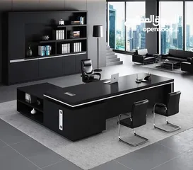  7 مكتب مدير مودرن (اثاث مكتبي -خشب-زجاج ) elegant modern office furniture desk