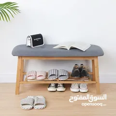  9 مقعد الأحذية الخيزران والكتان – لمسة فخامة عند باب بيتك!   قطعة أنيقة تجمع راحة الجلوس + تخزي