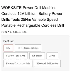  8 Cordless drill 12V