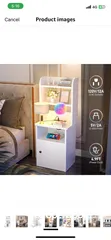  2 ‏Animosity طاولة بجانب السرير مع محطة شحن ومنافذ USB