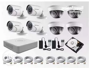  2 نظام كاميرات 2 ميجا بكسل 4 كاميرات مع كامل  اغراضهم جاهز للتركيب بسعر حرق   camera hikvision 2mega