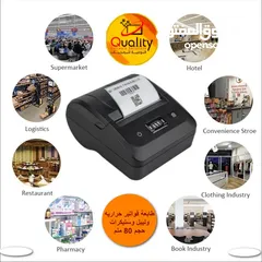  2 طابعات فواتير حراريه وليبل وستيكرات بلوتوث +USB محموله  حجم 80ملم وحجم 58ملم نظامTSC دقه في الطباعه