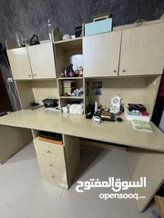  9 مكتب أثاث مكتبي خشبي مع جوارير وخزاين للمنزل لغرفه نوم او غرفة عمل حجم كبير واجهه كامله للبيع