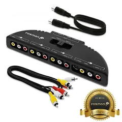  1 Fosmon 4-Way Audio Video AV RCA Composite Switch Selector