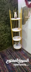  3 رف ملكي بخشب مطلي رخامي ملوكي ابيض اربع طوابق قطعة واحدة بتصميم فاخر