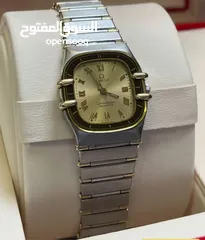  1 ساعة اوميغا نسائية نص بار ذهب lady omega gold and steel