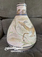  4 مزهرية - فازة فخار مزخرفة بالخزف