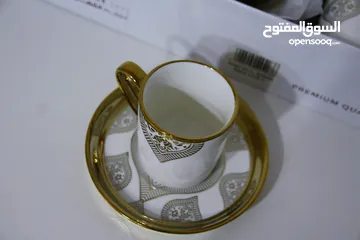  7 طقم فناجين قهوة ابيض مذهب فاخر Golden white coffee cups set