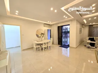  6 عبدون شقة مفروشة جديد 3 نوم مع حديقة كبيرة و كراج خاص