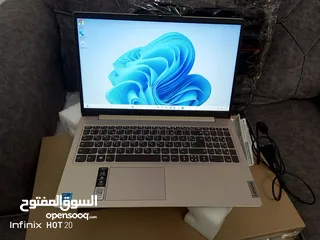  4 لابتوب لينوفو معالج core i3 الجيل الحادي عشر رامات 12 جيجا هارديسك 256 لون مميز ذهبي بحالة الجديد