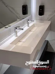  10 تفصيل مغاسل واسطح مطابخ وكاونتر استقبال وتلبيس اعمدة رخام صناعي مغسله اكريليك corian بورسلان كوارتز