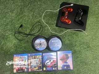 1 بلايستيشن 4 سليم 800 جيجا + ايدتين + 7 العاب + شاحن + سلك 3 متر HDMI