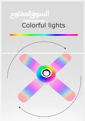  8 لمبه اضائه RGB و سماعات سماعة بلوتوث شكل مروحه لمبة اضائه تحكم ريموت و بلوتوث مقاس 40 سم