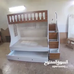  13 تخت طابقين ثلاثي مكفول 5 سنوات بحمل 150 كيلو  الخشب لامنيت مسمك ع خمالتين 3.5 سم