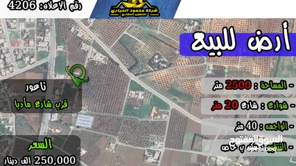  1 رقم الاعلان (4206) ارض سكنية للبيع في منطقة ناعور