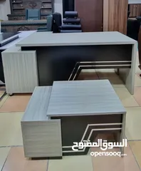  7 مكتب مدير مع جانبية وادراج مع طاولة وسط هدية  متوفر بعدة الوان حسب الطلب