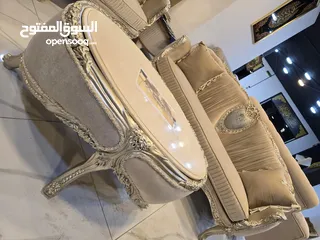  19 طقم كنب دمياطي  خشب زان قماش سليفا تحريف يدوي اعلى جودة من المصنع لبيتك