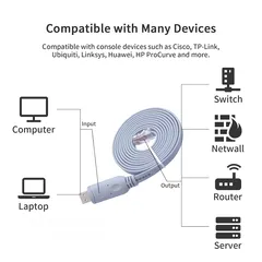  3 Console Cable,Cisco Console Cable,USB Console Cable with FTDI Chip,USB to RJ45 Serial Adapter