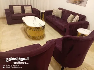  14 طقم كنب مستورد نخب أول 7 مقاعد (ثلاثي + ثنائي + 2 مفرد) خشب سويد فل + إسفنج دانلوب طبي