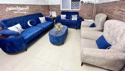  1 طقم كنب مودرن وارد شهوان بحال الوكاااله تفصيل خشب سويد لواح قوي وبحمل دعك 7 مقاعد