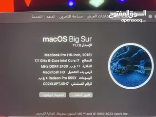 9 Mac book pro (2018)  15.4 إنش المواصفات في الوصف