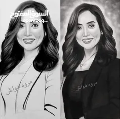  22 بورتريه رسم يدوي بالفحم والالوان