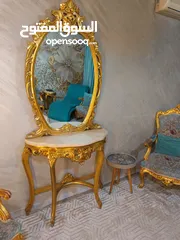  9 خشب زان طقم كنب فاخر بلون (فيروزي +ذهبي)مصري خشب زان