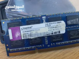  2 رامات لاب توب 2GB DDR3 10600S من نوع kingston