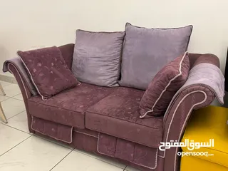  2 sofa set purple color good condition