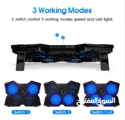  3 COOLCOLD 25V Gaming 4 Silent Fans Laptop Cooling Pad قاعدة تبريد 4 مراوح