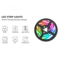  8 LED Strip Light RGB 5050 Flexible Ribbon With App Control حبل انارة ذكي يعمل على الصوت والتطبيق والر