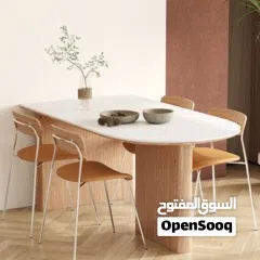  2 Custom-Made Oval MDF Dining Table with White Melamine Top and Dual Woodgrain Panel Legs