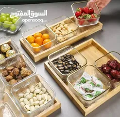  4 صحون بقاعده خشبيه