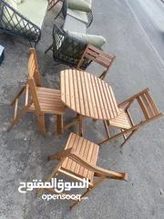  4 أطقم خشب زان قابل للطي ثقيل ومتين
