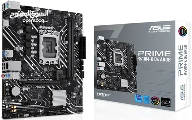  2 مذربورد ايسوس لمعالجات انتل جيل 12 + 13 + 14 - ASUS PRIME H610M-K D4 ARGB/DDR4 LGA 1700 MOTHERBOARD