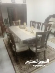  2 طاولة سفرة ثمانية مقاعد بحال الجديد موديل ثقيل خشب زان صنف ممتاز