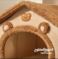  4 بيت قطط جميل وجديد وسرير للقطط والكلاب مريح ودافئ مناسب لجميع الفصول وممتاز لفصل الشتاء