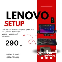  1 Lenovo Gaming setup, Lenovo monitor + Keyboard + Mouse + Mouse pad + Speakers