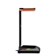  7 Meetion U003 RGB Stand For Gaming Headphone حامل قاعدة سماعات مضاءة مع مداخل