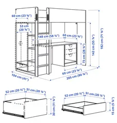  1 White Loft bed