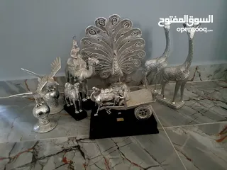  6 Chemmanur jewellers antique silver decorative items (camel,birds,peacock etc)