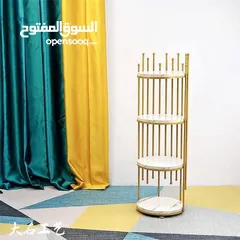  6 رف ملكي بخشب مطلي رخامي ملوكي ابيض اربع طوابق قطعة واحدة بتصميم فاخر