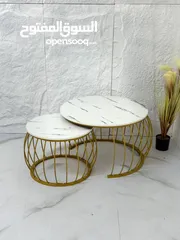  2 بكج طاولتين دائري ابيض وذهبي بكج طاولتين دائري ابيض واسود بكج طاولتين دائري اسود واسود .