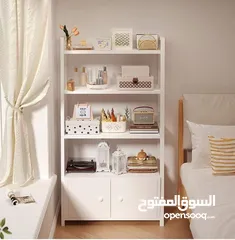  3 ستاند المكتبة مع خزانة سفلية متوفر بلون خشبي ولون ابيض  ستاند بتصميم عصري