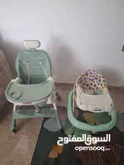  1 كرسي طعام +كراجة مشي بحالة ممتازة بدي ابيعهم مع بعض