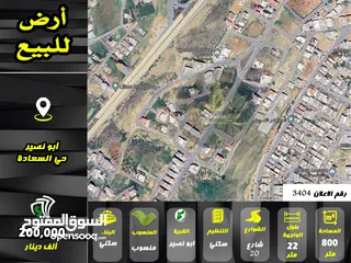  1 رقم الاعلان (3404) ارض سكنية للبيع في منطقة ابو نصير