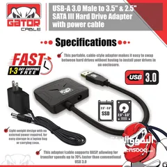  4 USB 3.0 to SATA III Hard Drive Adapter for 2.5" 3.5" HDD SSD with 12V 2A Power